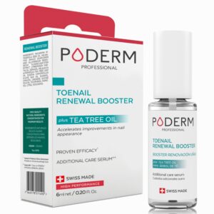 poderm – fungal toenail renewal booster - improves appearance of damaged/yellow nails – tea tree oil-serum - toe/fingernail repair – 100% natural ingredients and vegan – express renewal – swiss made