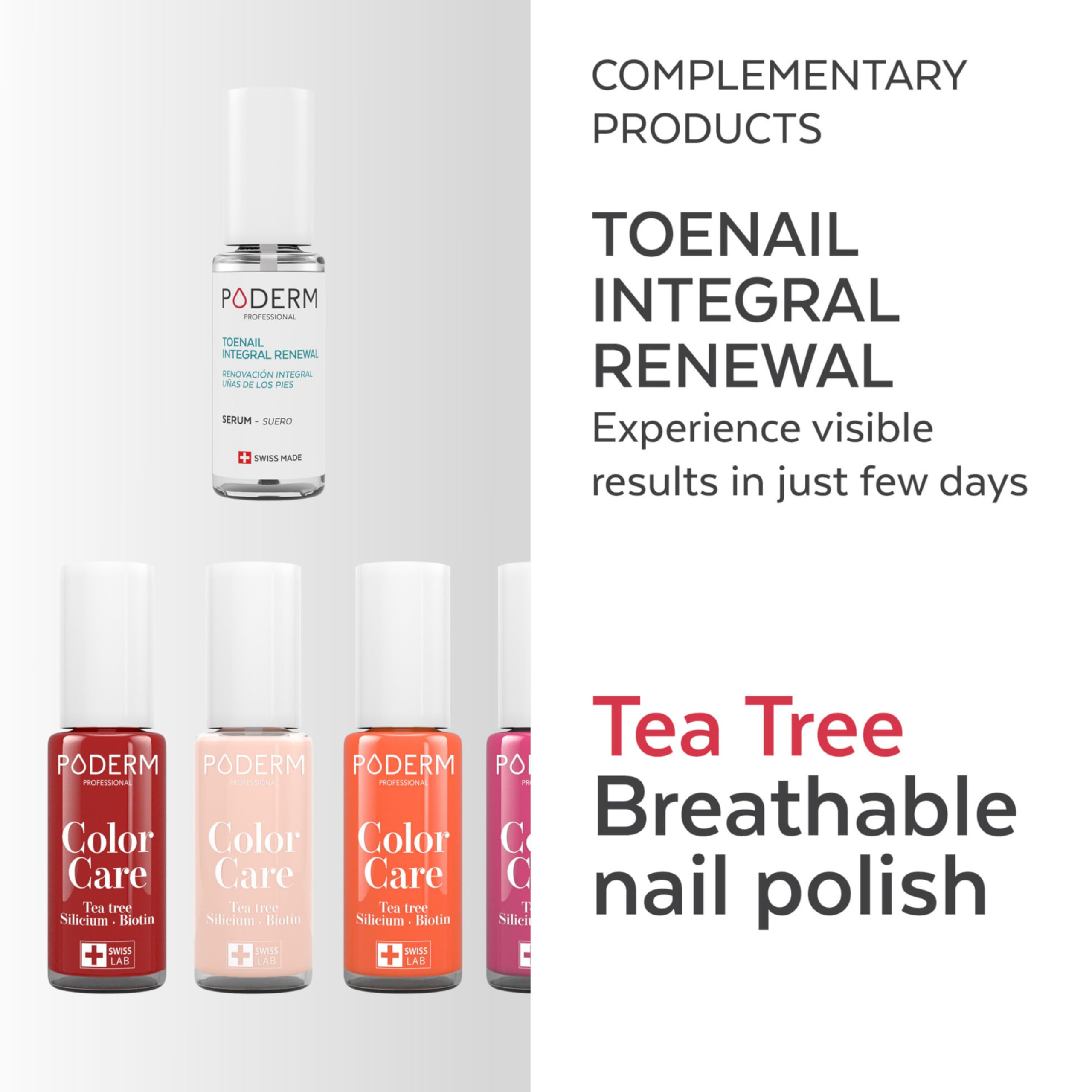 PODERM – FUNGAL TOENAIL RENEWAL BOOSTER - Improves Appearance of Damaged/Yellow Nails – TEA TREE oil-serum - Toe/Fingernail Repair – 100% Natural Ingredients and Vegan – Express Renewal – Swiss Made