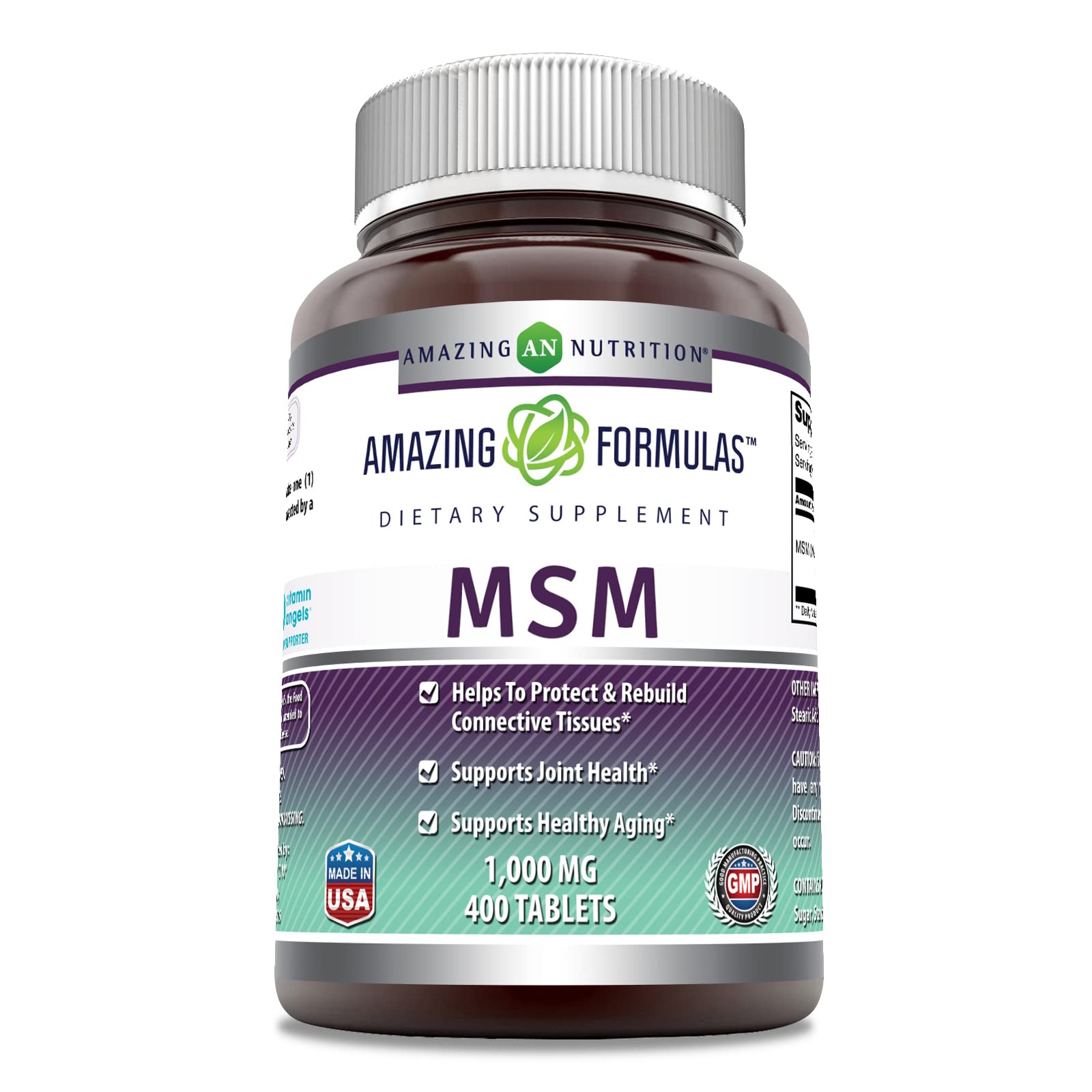 Amazing Formulas MSM (Methylsulfonylmethane) Supplement | 1000 Mg per Serving | 400 Tablets per Serving | Non-GMO | Gluten-Free | Made in USA