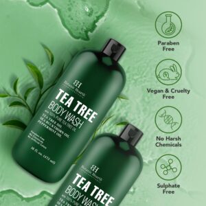 Botanic Hearth Tea Tree Body Wash, Helps Nail, Athletes Foot, Ringworms, Jock Itch, Acne, Eczema & Body Odor, Soothes Itching & Promotes Healthy Skin and Feet, Naturally Scented,16 fl oz 2 Pack