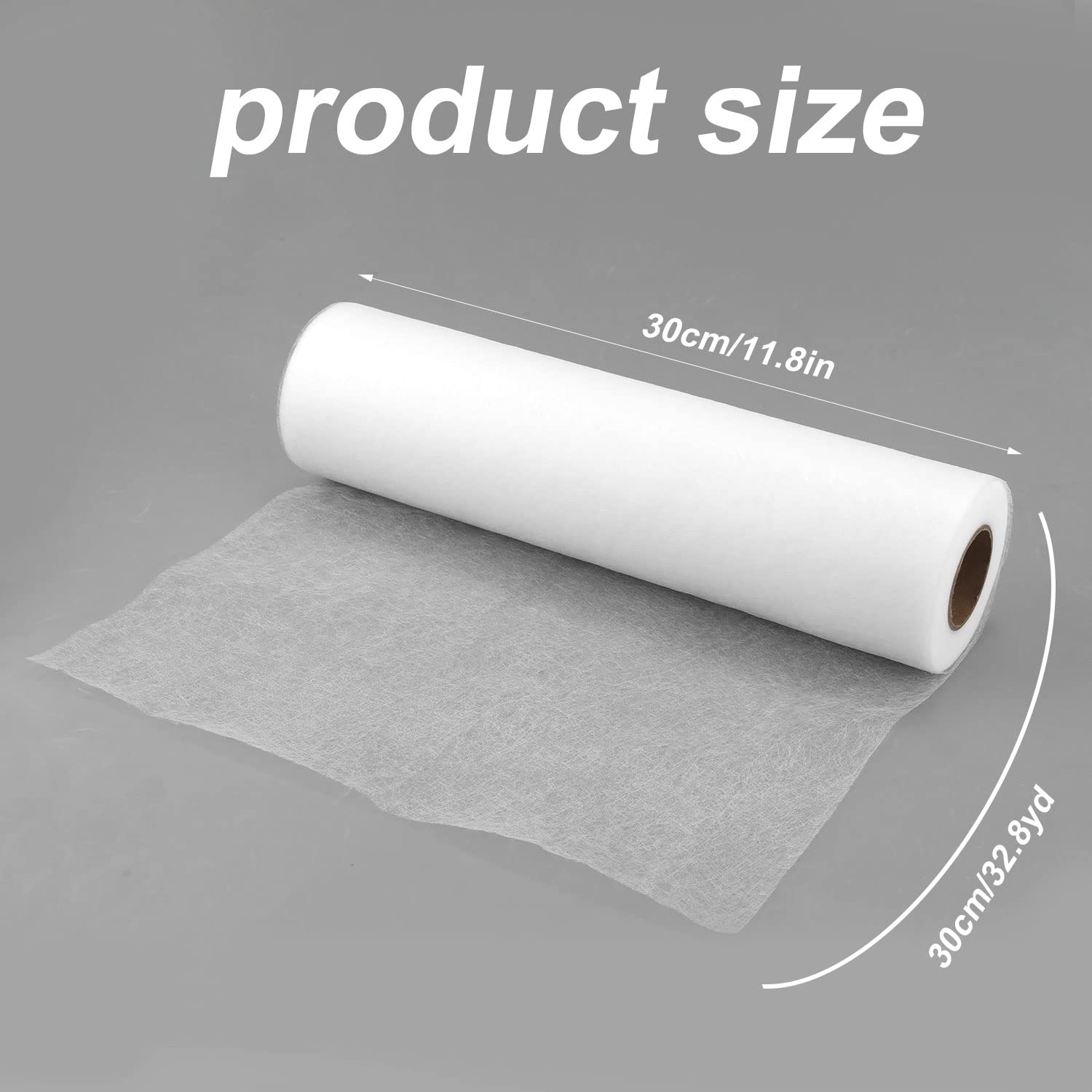 Fusible Interfacing Fabric, Double-Sided Non-Woven Interfacing Light Weight Iron-on Interfacing for Sewing White Co-Polyamide Interfacing DIY Craft Supplies, White, 11.8 Inch x 32.8 Yards