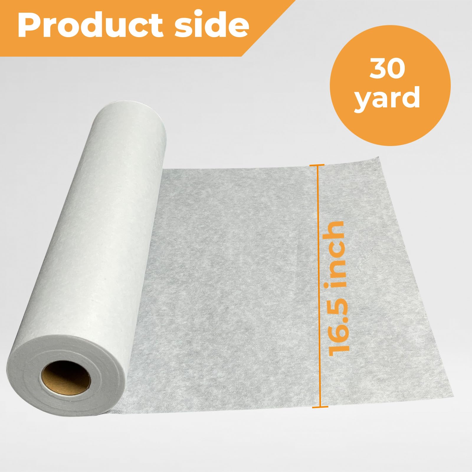 PLANTIONAL Medium Weight White Iron-On Non-Woven Fusible Interfacing: 16.5" x 30yd Medium Weight Non-Woven Interfacing Iron On Polyester Single-Sided Interfacing for DIY Crafts Supplies