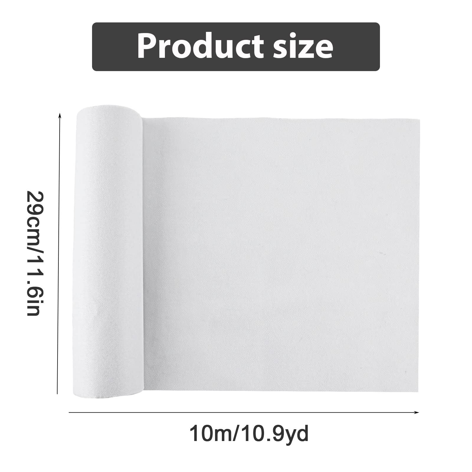 Fusible Interfacing, 11.6" x10.9yd Polyester Non-Woven Interfacing Single-Sided Iron on Interfacing Lightweight Medium Weight Iron-On Interfacing for Sewing Quilting Crafting