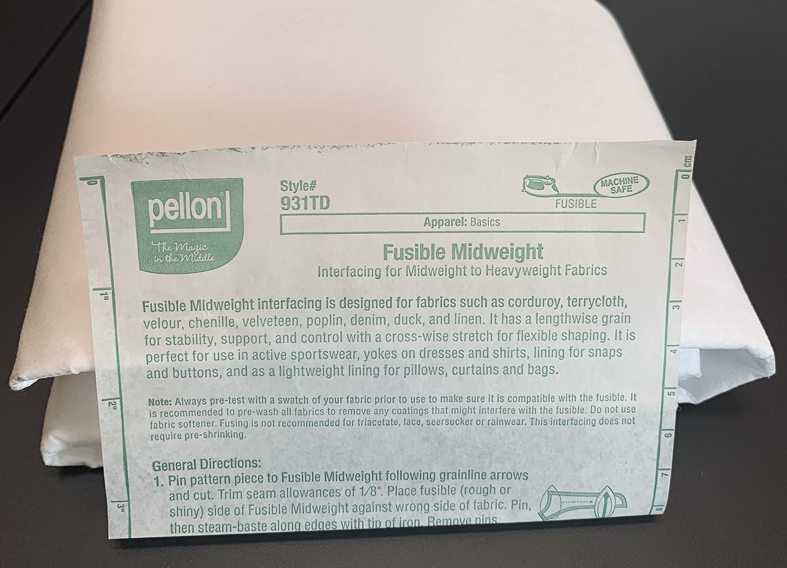 Pellon Midweight Fusible Interfacing 3 Yards x 20" Wide precut