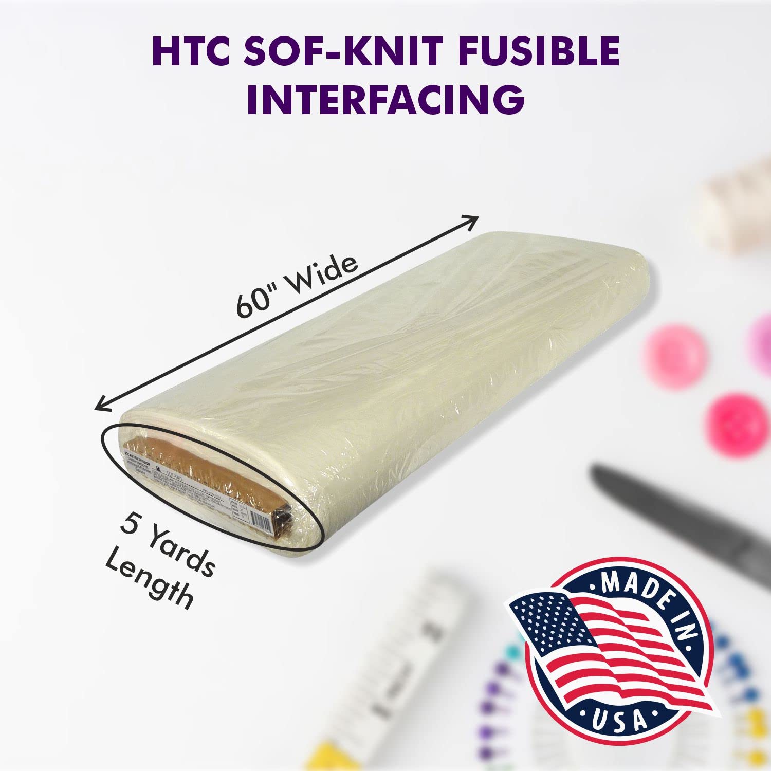 Superpunch White Fusible Knit Interfacing, Sof-Knit Fabric Interlining Woven- 60’’Wide HTC1725-1, Embroidery Stabilizers- All Bias Stretch, 100% Nylon, Sold in 5 Yard, Made in USA