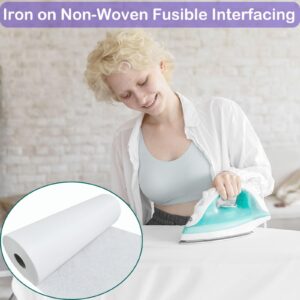 Iron-On Non-Woven Fusible Interfacing 15.7 Inch x 54.7 Yard Lightweight Non-Woven Interfacing White Polyester Single-Sided Interfacing for Sewing DIY Crafts Supplies