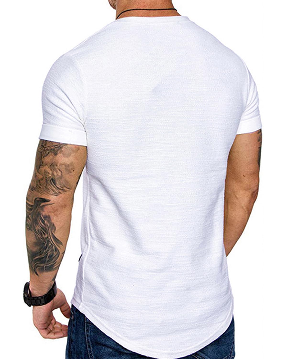 Fashion Mens T Shirt Muscle Gym Workout Athletic Shirt Cotton Tee Shirt Top White X-Large