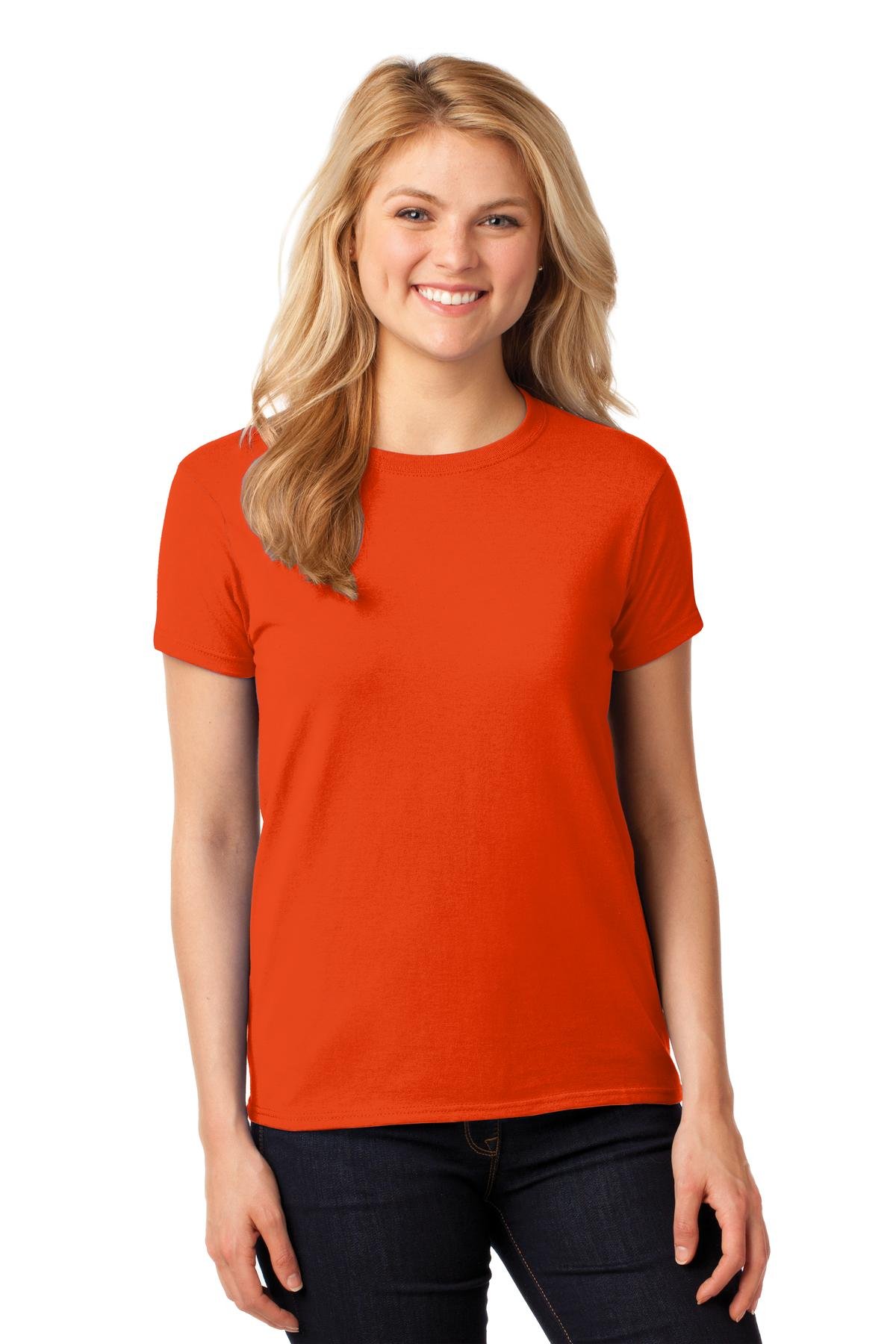 Gildan Women's Heavy Taped Neck Comfort Jersey T-Shirt, Orange, X-Large