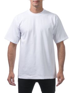 pro club men's heavyweight cotton short sleeve crew neck t-shirt, white, 3x-large