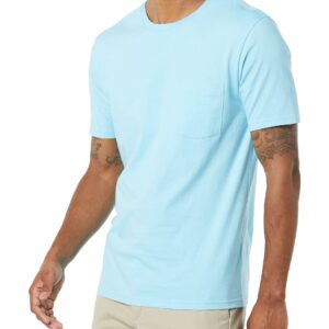 Amazon Essentials Men's Slim-Fit Short-Sleeve Crewneck Pocket T-Shirt, Pack of 2, Light Blue, X-Large