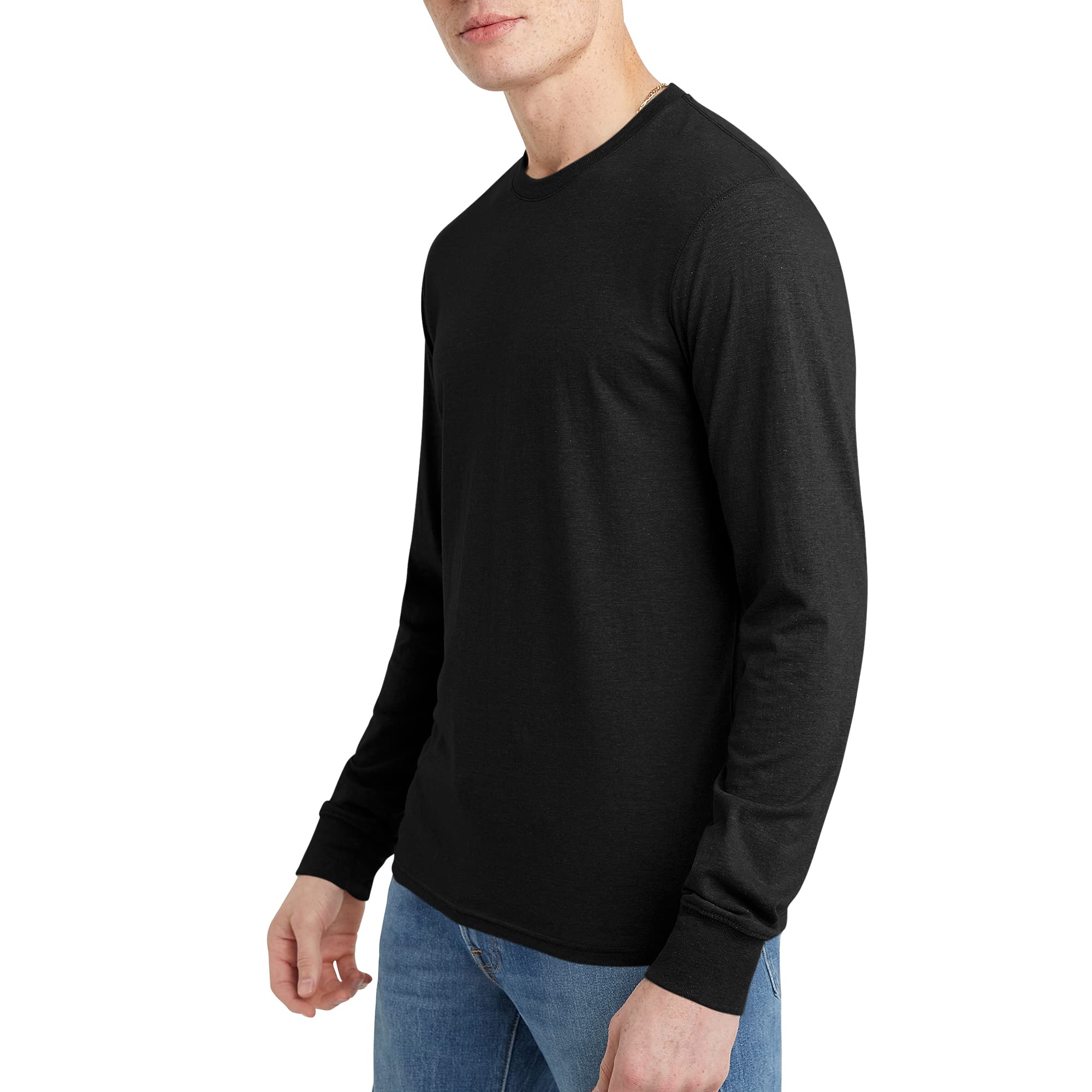 Hanes Originals Men's Tri-Blend Long Sleeve T-Shirt, Black, 2X Large