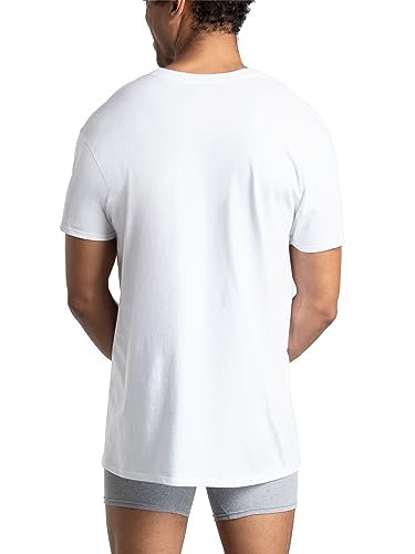 Fruit of the Loom mens Eversoft Cotton Stay Tucked V-neck T-shirt Base Layer Top, Regular - White 6 Pack, 3X-Large US