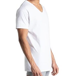 Fruit of the Loom mens Eversoft Cotton Stay Tucked V-neck T-shirt Base Layer Top, Regular - White 6 Pack, 3X-Large US