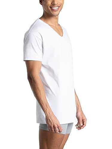 Fruit of the Loom mens Eversoft Cotton Stay Tucked V-neck T-shirt Base Layer Top, Regular - White 6 Pack, 3X-Large US