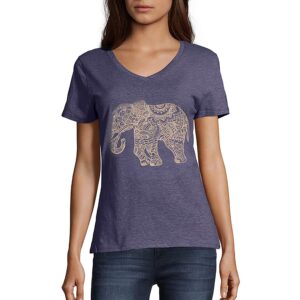 hanes womens short sleeve graphic v-neck tee fashion-t-shirts, pattern elephant, x-large us