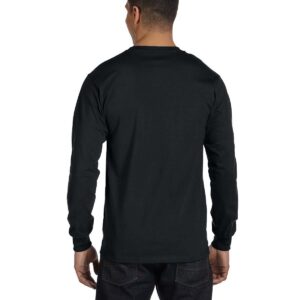 Hanes Men's Essentials Long Sleeve T-shirt Value Pack, Black, Large,(Pack of 4)