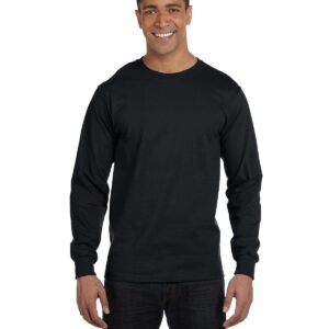 Hanes Men's Essentials Long Sleeve T-shirt Value Pack, Black, Large,(Pack of 4)