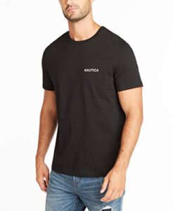 nautica men's short sleeve crew neck t-shirt, true black solid, x-large