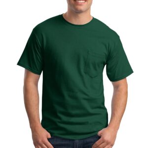 Hanes 6.1 oz. Tagless ComfortSoft Pocket T-Shirt, XL, DEEP FOREST