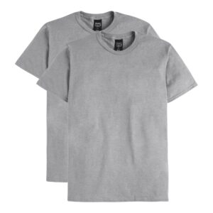 hanes men's nano premium cotton t-shirt (pack of 2), light steel, small