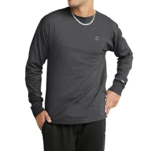 Champion, Classic Long Sleeve, Comfortable, Soft T-Shirt for Men (Reg. or Big & Tall), Granite Heather, Medium