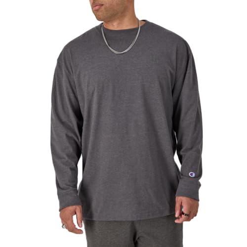 Champion, Classic Long Sleeve, Comfortable, Soft T-Shirt for Men (Reg. or Big & Tall), Granite Heather, Medium