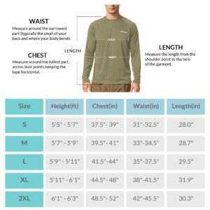 BALEAF Men's Long Sleeve Swim Shirts Rash Guard UV Sun Protection SPF T-Shirts UPF 50+ Quick Dry Swimming Fishing Slate Green Size L