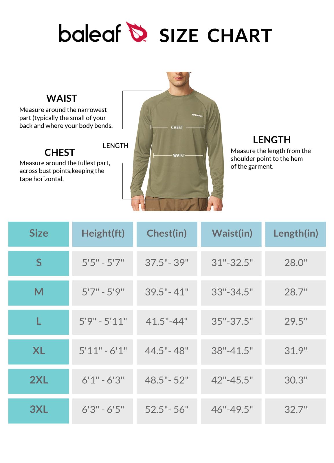 BALEAF Men's Long Sleeve Swim Shirts Rash Guard UV Sun Protection SPF T-Shirts UPF 50+ Quick Dry Swimming Fishing Slate Green Size L