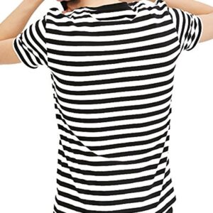 Ezsskj Men's Youth Short Sleeve Crew Neck Striped T Shirt Tee Outfits Tops Medium Black