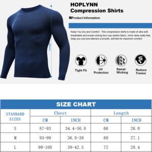 HOPLYNN 5 Pack Workout Compression Shirts Men Long/Short Sleeve Rash Guard Athletic Undershirt Gear T Shirt for Sports 2 Black 2 White 1 Blue M