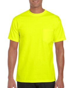 gildan ultra cotton - short-sleeve t-shirt with pocket. 2300 - large - safety green