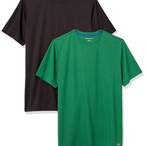 Amazon Essentials Men's Active Performance Tech T-Shirt (Available in Big & Tall), Pack of 2, Green/Black, Large