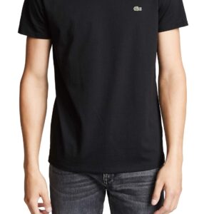 Lacoste mens Short Sleeve Crew Neck Pima Cotton Jersey T-shirt T Shirt, Black, XX-Large US