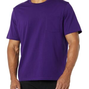 Amazon Essentials Men's Regular-Fit Short-Sleeve Crewneck Pocket T-Shirt, Pack of 2, Black/Dark Purple, Medium