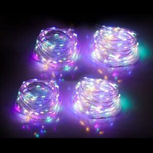 mandiq 4 pack fairy lights battery operated, string lights 10ft 30 leds, flashing and constant light mode, silver wire mini lights for festival, christmas decoration, multicolor…