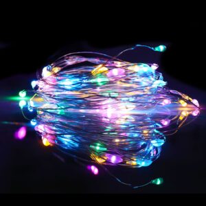 Mandiq 4 Pack Fairy Lights Battery Operated, String Lights 10ft 30 LEDs, Flashing and Constant Light Mode, Silver Wire Mini Lights for Festival, Christmas Decoration, Multicolor…