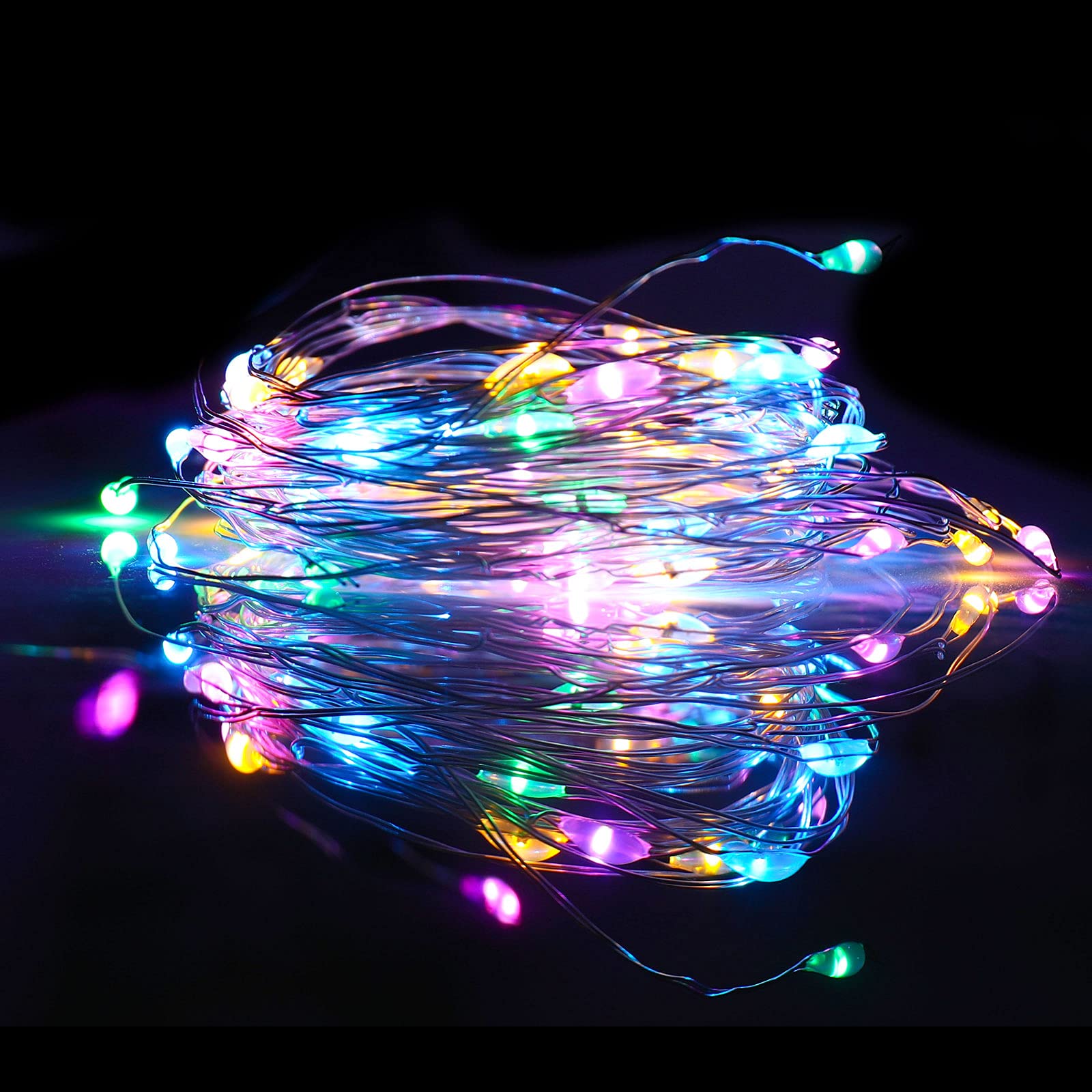 Mandiq 4 Pack Fairy Lights Battery Operated, String Lights 10ft 30 LEDs, Flashing and Constant Light Mode, Silver Wire Mini Lights for Festival, Christmas Decoration, Multicolor…