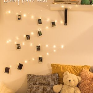 Minetom Photo Clips String Light 33ft - 100 LED Fairy Lights with 60 Clips for Hanging Pictures, Battery Operated Photo Hanger with Timer, 8 Light Modes Twinkle Lights for Room Party Decor