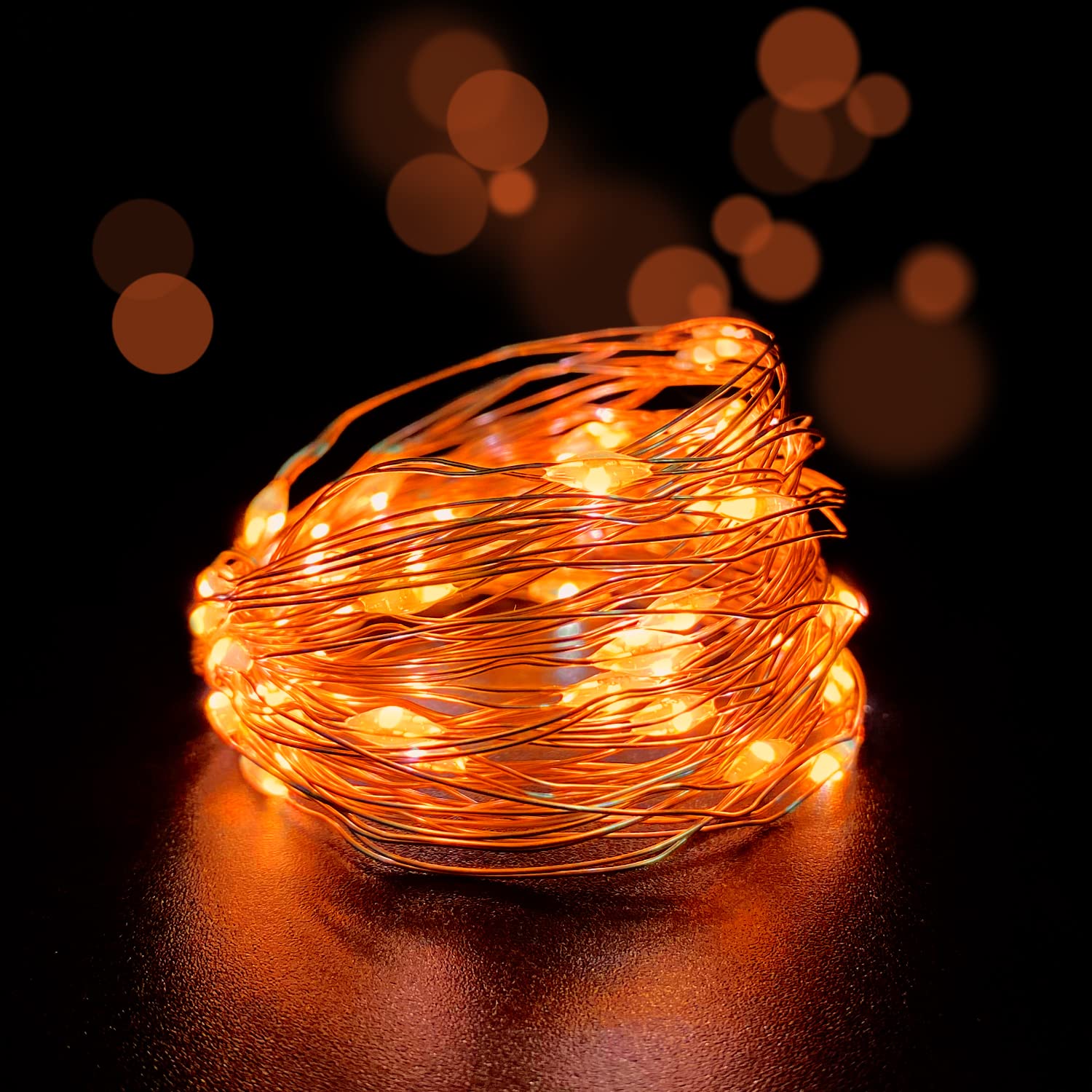 yongzhenlite Set of 2 Battery Operated Mini Led Fairy Light Indoor String Light with Timer 6 Hours on/18 Hours Off for Christmas Party Decoration,30 LED,10 Feet Silver Wire (Orange Color)