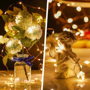 Ariceleo Battery Operated String Lights, 6 Packs 6.5ft 20 LEDs Mini Silver Wire Battery Powered Firefly Fairy String Lights for Wedding Bedroom Festival Party Christmas Table Decorations(Warm White)