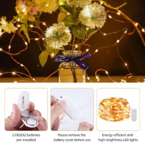 Ariceleo Battery Operated String Lights, 6 Packs 6.5ft 20 LEDs Mini Silver Wire Battery Powered Firefly Fairy String Lights for Wedding Bedroom Festival Party Christmas Table Decorations(Warm White)