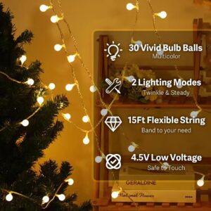 ITICdecor Globe String Lights Battery Operated 30 LED Battery Christmas Lights Globe Starry Fairy Lights for Outdoor,Indoor,Bedroom,Garden,Christmas Tree,Camping, Wedding,Party (warmwhite)