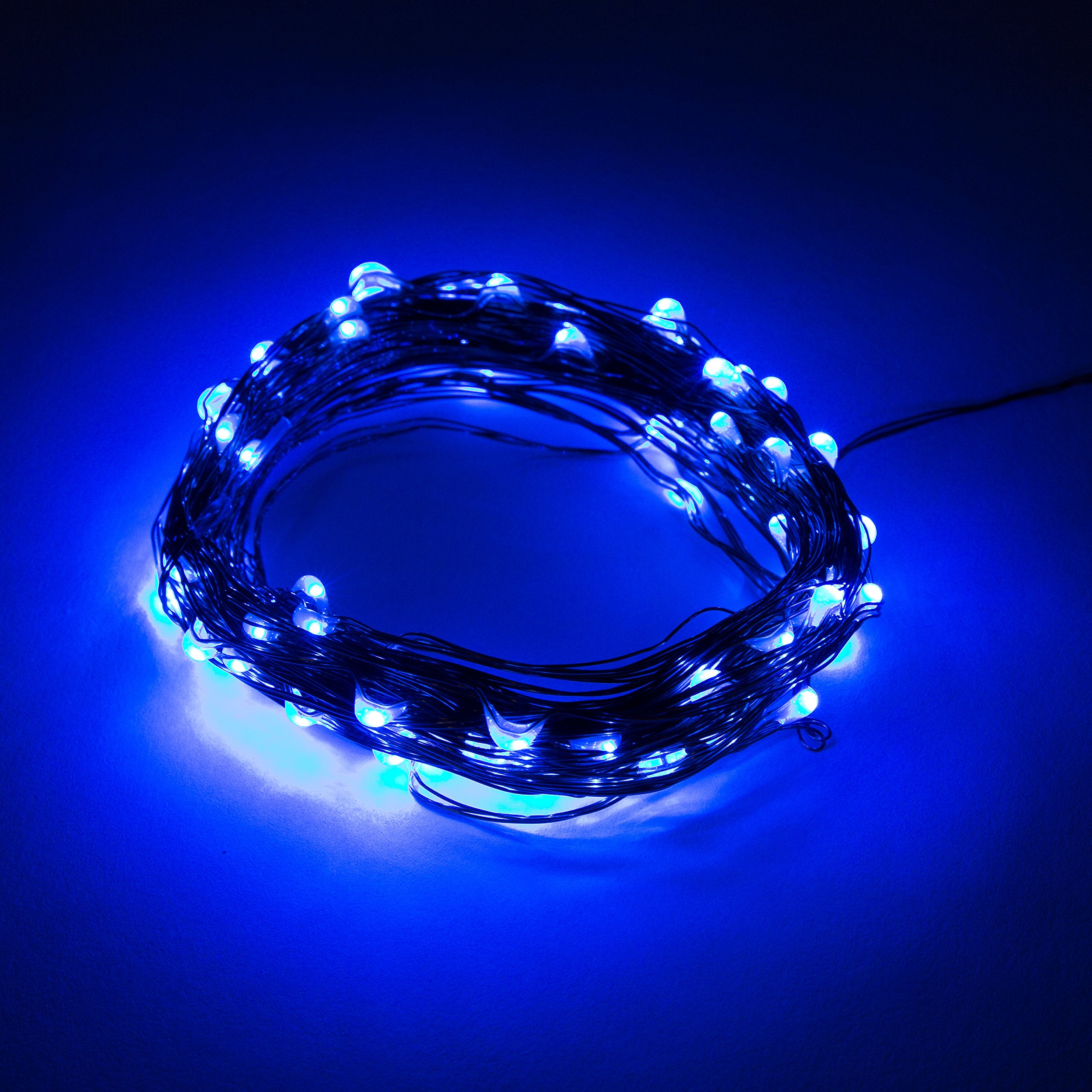 Hometown Evolution, Inc. Blue Fairy Lights - Battery Operated - 6 Foot 20 Blue LED Micro lights on Copper Wire - Waterproof for Indoor and Outdoor Use