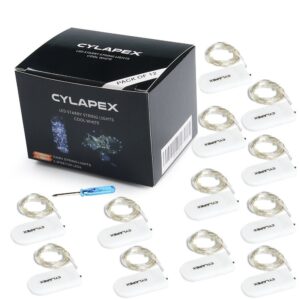 CYLAPEX 12 PCS Fairy Lights Cool White 3.3FT Silvery Copper Wire 20 LED String Lights Battery Powered, Starry String Lights Battery Operated Firefly Lights for Costume DIY Wedding Home Party Christmas