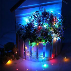 NONMON LED String Lights, 2M/6.6ft 20 LEDs Micro Silver Wire Indoor Battery Operated Fairy String Lights Festive Lights - Multicolored