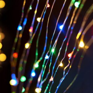 NONMON LED String Lights, 2M/6.6ft 20 LEDs Micro Silver Wire Indoor Battery Operated Fairy String Lights Festive Lights - Multicolored