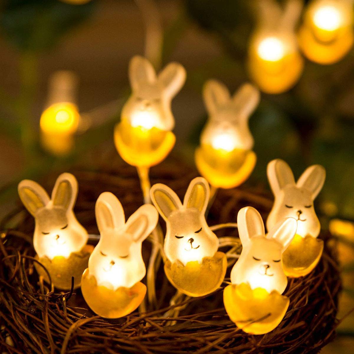 EONLYX Easter Decoration Lights, 10ft 30 LEDs Rabbit Bunny Easter Copper Wire Lights String Battery-Operated Fairy Lights for Bedroom,Wedding