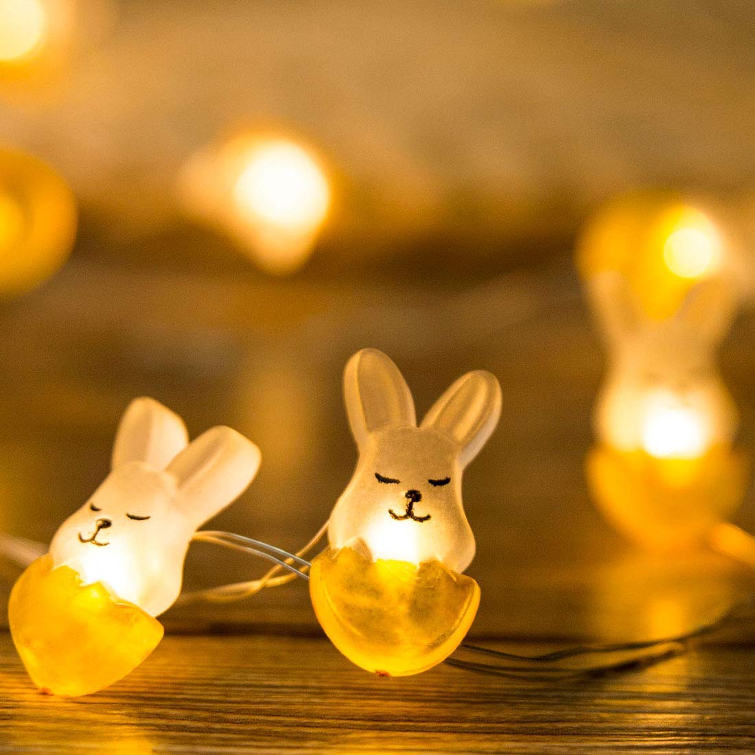 EONLYX Easter Decoration Lights, 10ft 30 LEDs Rabbit Bunny Easter Copper Wire Lights String Battery-Operated Fairy Lights for Bedroom,Wedding