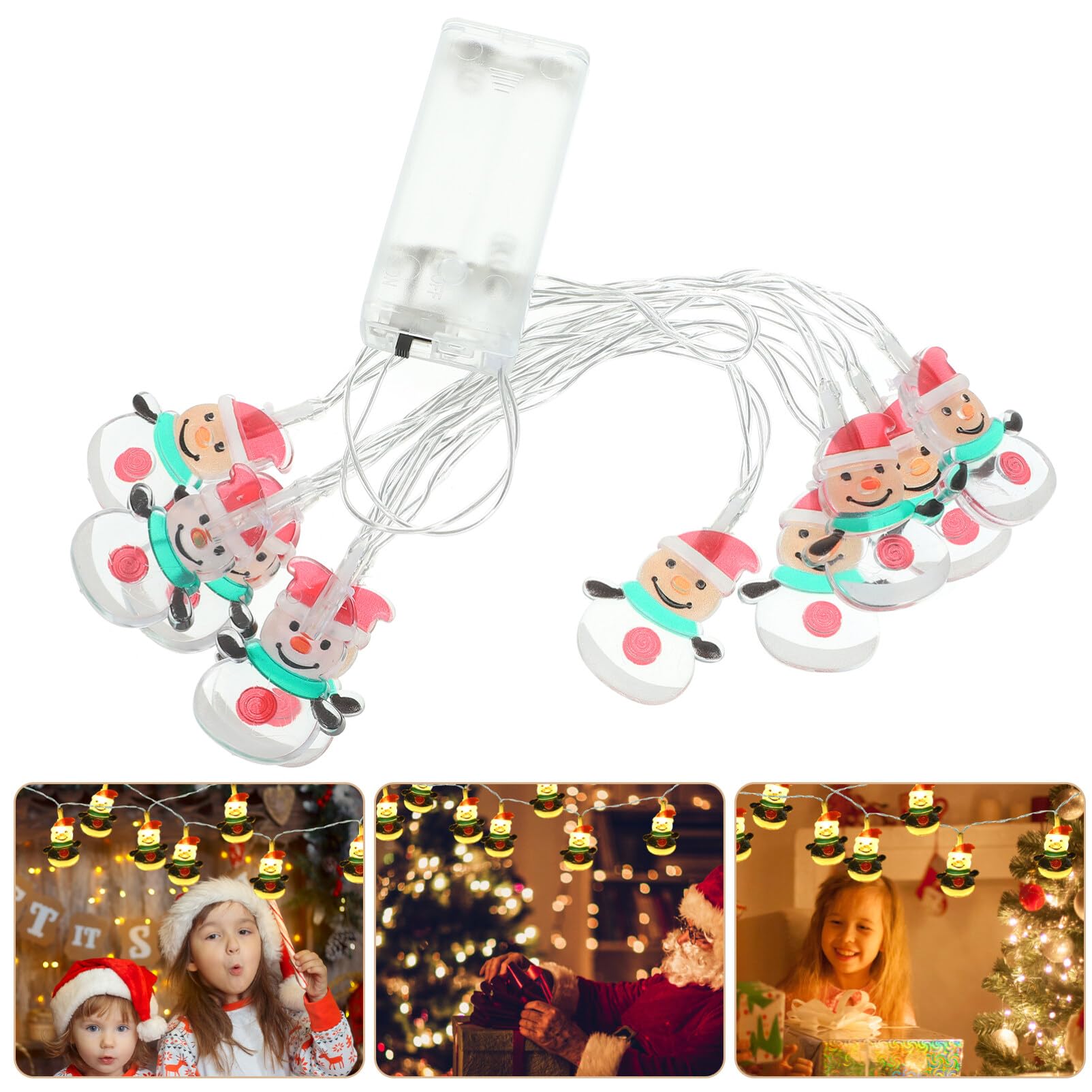 ibasenice Christmas Fairy Lights Christmas String Lights 10leds Snowman Fairy Lights Battery Operated Xmas Tree Garland Rope Light Lamp for Indoor Outdoor Wedding Party Garden Decoration