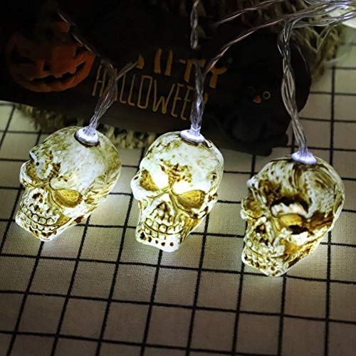 Led Skull Halloween Lights,Resin Party Battery Operated Fairy Lights Indoor Outdoor Garden Tree Decorative Wire Lights